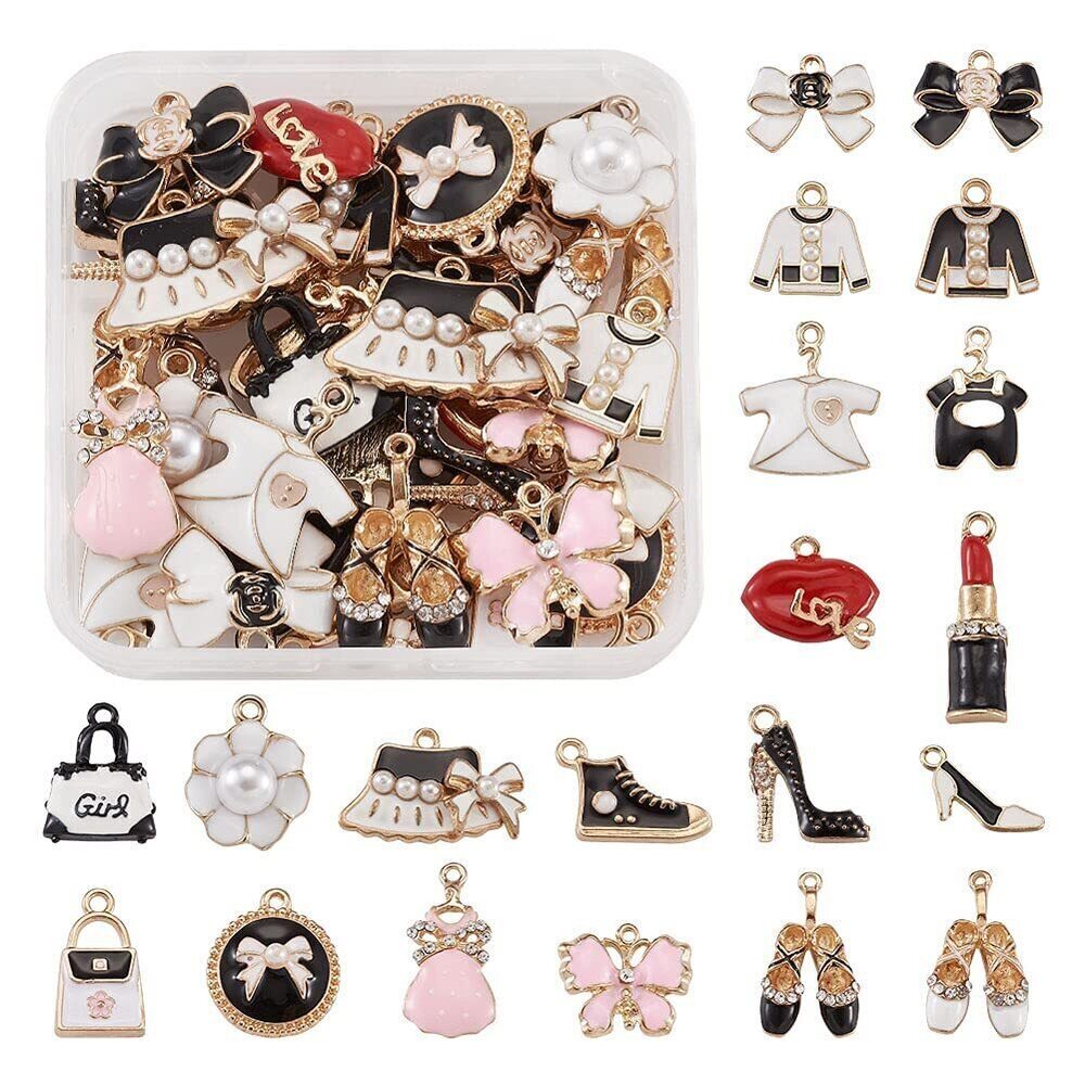 5698 Beadthoven 40pcs Enamel Makeup Charm Pendants Hot Fashion Lipstick